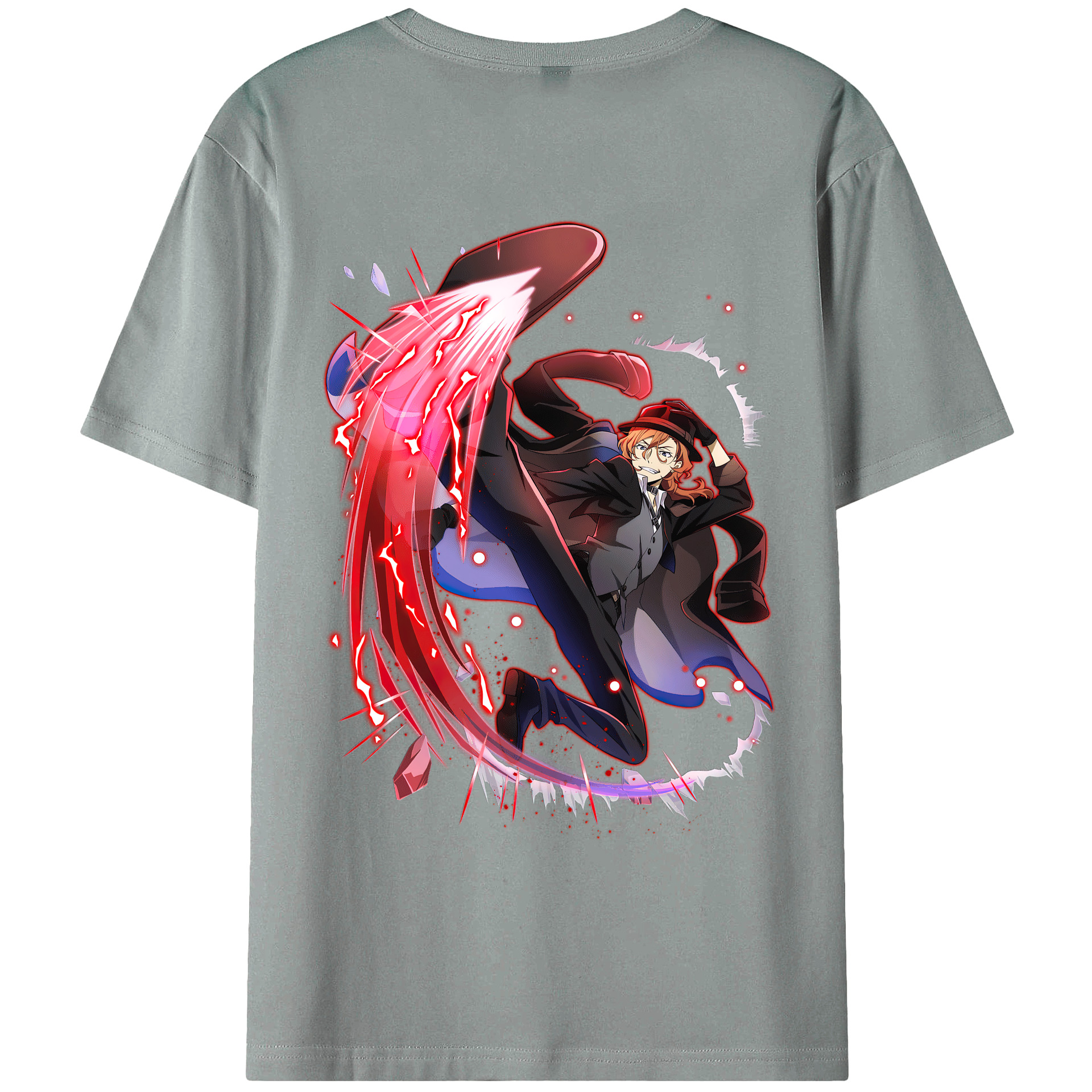 （画像用） 文豪ストレイドッグス Bungo Stray Dogs 綿100％ メンズ半袖Tシャツ（バックプリント） 通気性